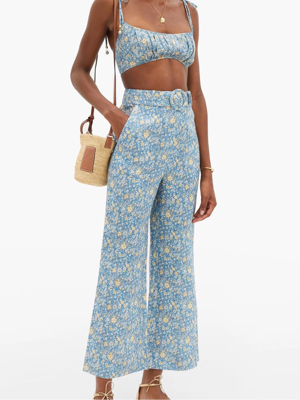 Carnaby Kick-Flare Floral-Print Linen Trousers & Top